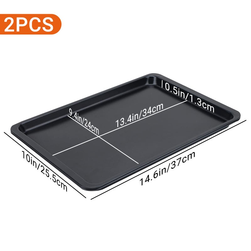 Beasea Baking Sheet 2 Pack, 10x14.6 Inch Cookie Sheet Nonstick Carbon Steel Baking Sheet for Oven Pans Baking Tray Cooking Sheets Black - Image 2
